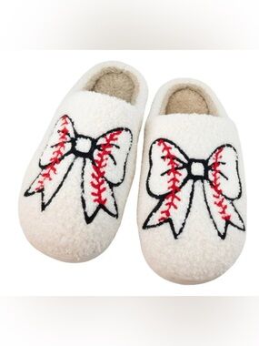 Katydid Baseball Bow Slippers